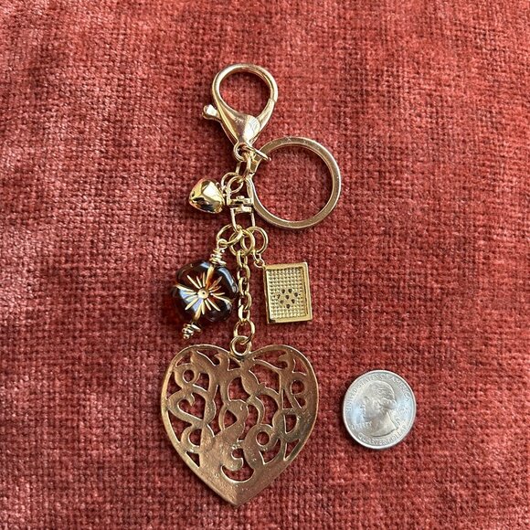 New GOLD HEART Bag Charm Topaz Bead - Picture 6 of 8